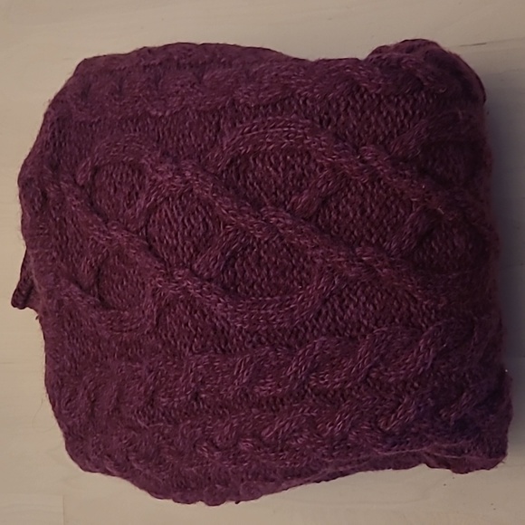 EUC Inis Crafts Irish 100% Merino Wool Cowlneck Turtleneck Purple Knit Sweater - Picture 11 of 11